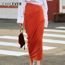 Chicever saias femininas assimétricas, saia longa de cintura alta com divisão lateral e tamanho grande, assimétrica, moda feminina 2020 2024 - compre barato