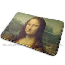 Mona lisa por leonardo da vinci tapete de água antiderrapante absorver porta tapete mona lisa lenardo da vinci davinci óleo famoso vintage 2024 - compre barato