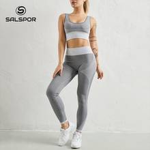 SALSPOR-Pantalones deportivos para correr para mujer, chándal Sexy antigolpes, mallas de cintura alta para correr, 2 uds. 2024 - compra barato