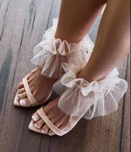 Grace-zapatos de boda con punta abierta para mujer, calzado de encaje con correa en el tobillo, con tacones finos, para vestido de banquete, de talla grande, para verano 2024 - compra barato