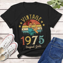Camiseta Vintage de edición de suspensión para mujeres, niñas, madre, esposa e hija, 46 años, regalo de cumpleaños, Idea, Retro, 1975 2024 - compra barato