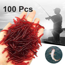100 шт./компл. 3,5 см мягкие приманки для рыбалки моделирование дождевых красные черви искуственные рыболовные приманки для рыбалки рыболовные снасти реалистичные рыбные приманки с запахом 2024 - купить недорого