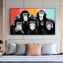 Веселых обезьянок Абстрактная живопись на холсте, художественные плакаты и принты Животные картина на стену, полотно, Картины детской Комнаты Настенный декор искусство, картинки, на стену Cuadros 2024 - купить недорого