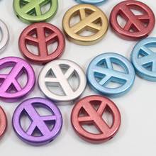 50 Mixed Metallic Colour Acrylic Peace Sign Beads Charms 20mm Jewelry Making 2024 - buy cheap