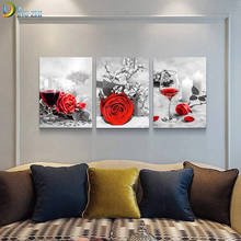 Nordic Wall Art Black And White Wine 5D DIY Diamond Painting Red Rose Flower Full Drill Triptych Diamond Mosaic Embroidery Gift 2024 - buy cheap