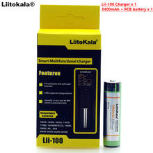 Liitokala lii-100 1.2v 3.2v 3.7v 26650 carregador + 1 pces proteção ncr18650b 3400mah 18650 bateria recarregável + pcb 2024 - compre barato