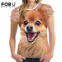 FORUDESIGNS New Tops Tees T-shirt Women Kawaii Pomeranian 3D Prints Top Shirt Sleeve Tshirt Female T Shirts Feminine T-shirts 2024 - buy cheap