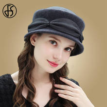 FS Vintage Pink Women Wool Cloche Round Cap Elegant Winter Fedora Bucket Beige Wine Red Bowler Hat Fashion Girl Warm Caps 2024 - buy cheap