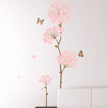 Criativo quente rosa flores árvore adesivos de parede decoração do quarto decoração para casa borboleta papel removível vinil mural arte decalques 2024 - compre barato