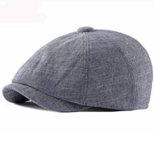 Gorra de boina de lino y algodón HT3303 para hombre y mujer, boina transpirable octogonal, para primavera y verano 2024 - compra barato