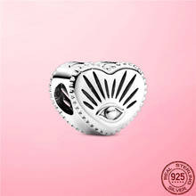 Charme de pingente de prata esterlina 925 genuína, pingente de olho de coração, pulseira original & pulseira, contas de joias, acessórios para fazer para mulheres 2024 - compre barato