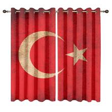 Windows Curtains for Bedroom Turkish Flag-New Moon And Star Pattern Living Room Curtains Wedding Backdrop Decorative Drapes 2024 - buy cheap