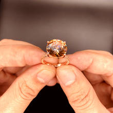 Anillo grande de cristal de 3ct para mujer, regalo de Navidad, Color oro rosa AAAAA, joyería, anillos de boda, accesorio, anillo de alta calidad 2024 - compra barato