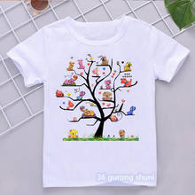 Newly children tshirt interesting yoga tree graphic print boys t shirt summer Harajuku cute girls t-shirt white shortsleeve tops 2024 - buy cheap