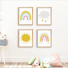 Abstract Rainbow Nursery Sun Cloud Children Poster Canvas Art Print Minimalist Wall Picture Painting Nordic Kid Baby Room Decor 2024 - buy cheap