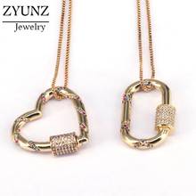 4PCS, Multi CZ Micro Paved Rainbow Zirconia Necklaces Crystal Heart Oval Pendant Fashion Gold Color CZ Women Jewelry 2024 - buy cheap