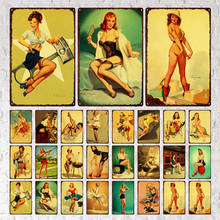 Vintage Pin Up Girl Beauty Metal Sign Retro Shabby Tin Poster Wall Art Decoration for Home Bar Cafe Man Cave Interior Room Decor 2024 - buy cheap