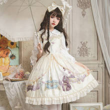 Princess tea party sweet lolita dress vintage lace high waist cute printing victorian dress kawaii girl gothic lolita jsk cos 2024 - buy cheap