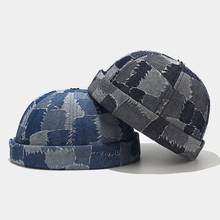 Summer Mens Hip Hop Docker Harbour Hat Fashion Visor-Less Denim Cotton Skull Cap Retro Style Rolled Cuff Brimless Caps CL0121 2024 - buy cheap
