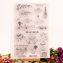 Sellos transparentes de flores de cerdo para cumpleaños, sellos de goma para tarjetas de álbum de recortes, manualidades, sellos transparentes 2024 - compra barato