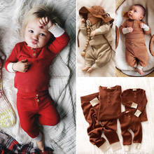 Одежда для новорожденных мальчиков и девочек весенне-осенние вязаные топы, свитер, штаны, леггинсы, комплект детской одежды, 0-24 месяцев 2024 - купить недорого