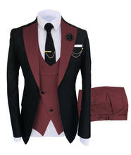 Traje de 3 piezas para hombre, esmoquin ajustado para boda, un botón, pico de solapa, traje de novio, Blazer de graduación, novedad 2024 - compra barato