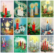 HUACAN Diamond Painting Christmas Candles Gift Kit Diamond Embroidery Landscape Mosaic Picture Of Rhinestone Home Decoration 2024 - buy cheap