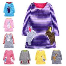 long sleeve cotton girls dress 1-9T kids spring cartoon shirt chilren stripe warm jacket toddler clothes cute girls loosen dress 2024 - buy cheap