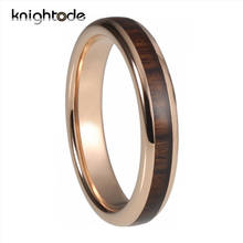 4mm Rose Gold Tungsten Carbide Rings Deep Red Wood Inlay For Men Women Tungsten Wedding Band Jewelry Dome Polished Comfort Fit 2024 - buy cheap