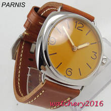 47mm PARNIS Orange Sterile Dial Polished Stainless steel Case Top Brand Luxury 17 Jewels Hand Winding movement men's Watch 2024 - buy cheap
