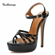 Crossdresser Shallow stilettos shoes woman sexy 16cm Thin Heel Peep Toe Platforms Exegang Office Lady Ankle strap Pumps US16 17 2024 - buy cheap