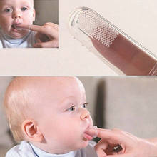 Escova de dentes para bebês, escova de dedo para crianças recém-nascidas de silicone macio com suprimentos de limpeza de dentes 2024 - compre barato