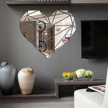 Adesivo de parede geométrico 3d de acrílico, adesivo decorativo para quarto, sala de estar, coração e mosaico, decoração verde, casa 2024 - compre barato
