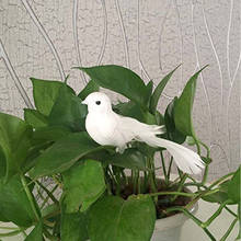 Pássaros artificiais realistas brancos com clip simulação falsa jardim bonsai presente decoração enfeites 2024 - compre barato