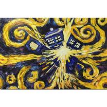 Arte en lienzo para decoración de pared, imagen abstracta al óleo, pintura moderna de Doctor Who hecha a mano, obra de arte para sala de estar, baño y dormitorio, dorado 2024 - compra barato