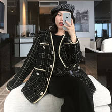 Bella Philosophy 2020 Fashion Women Fragrance Long Sleeve Wool Coat Lady Vintage Cardigan Black Woolen Jacket Female Tweed Coats 2024 - buy cheap