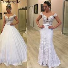 Mermaid Wedding Dresses Two Pieces Scoop Sleeveless Tulle Lace Peral Wedding Dresses Lace Up Bridal Gowns vestido de noiva 2024 - buy cheap