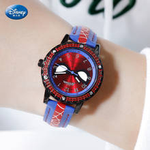 Disney-Reloj de pulsera de cuarzo para niños, cronógrafo de aleación de cuero, resistente al agua, de Spider-Man, sencillo, de aleación de cristal, 3 bares 2024 - compra barato