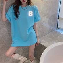 Korean Style Oversized Summer T Shirt For Women 2021 Casual Cotton U Letter Print Tops Streetwear Harajuku Short Sleeve Tshirt 2024 - buy cheap
