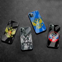 Rússia brasão de braços bling bonito caso do telefone vidro temperado para o iphone 11 pro xr xs max 8x7 6s 6 plus se 2020 2024 - compre barato