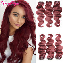Klaiyi Hair 99J Colored Body Wave Bundles Brazilian Human Hair Weave 3 Bundles Remy Hair Extensions Double Weft Bundle Deals 2024 - buy cheap