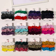 1Set Fashion Scrunchie Set Velvet Scrunchies Pack Elastic Hair bands Solid Color Headband Ponytail Ties Rope Hair Accessories 2024 - buy cheap