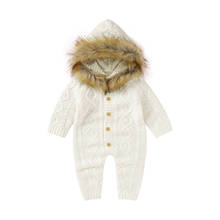 Детские комбинезоны с длинным рукавом для младенцев мальчиков девочек зимние плотные вязаные свитера Одежда Осень Зима повседневные комбинезоны для новорожденных унисекс 2024 - купить недорого