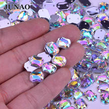 JUNAO 8*10 мм кристаллы для шитья AB акриловые стразы аппликации пришивные стразы с плоской задней частью алмаз для платья рукоделие 2024 - купить недорого