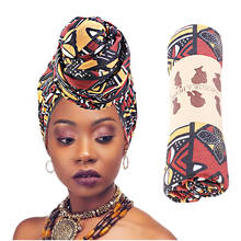 Turbante con estampado africano para mujer, Ankara Dashiki turbante grande de flores, Bandana larga para fiesta y boda, Hijab musulmán, accesorios para el cabello 2024 - compra barato
