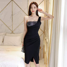 Женское платье-миди с блестками, летнее приталенное платье-карандаш с разрезом, в Корейском стиле 2024 - купить недорого
