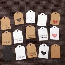 500Pcs/Lot Handmade Retro Style Hanging Kraft Paper Tags For Bags Price Label Note Cardboard Mini Tags Printed Thank You Pattern 2024 - buy cheap