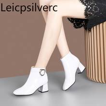 Women's Boots Autumn And Winter fashion Square head zipper Metal Decoration mid heel Short tube Women's shoes plus size 32-43 2024 - buy cheap