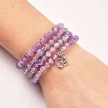 108 Mala Bracelet Purple Quartz Prayer Beads Meditation Wrist Bracelet Tibetan Jewelry Healing Jewelry OM Pendant Bracelets Laps 2024 - buy cheap