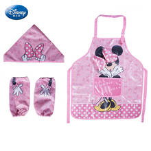 Disney Mickey Mouse Elsa Princess Minnie Apron Baby Bib Waterproof Eating Bib Protective Oversleeves Kitchen Apron Kids Gift Set 2024 - buy cheap